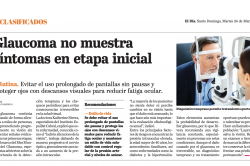 Leer noticia sobre:  24 de Marzo 2026 
 Glaucoma no muestra síntomas en etapa inicial. Periódico El Día 